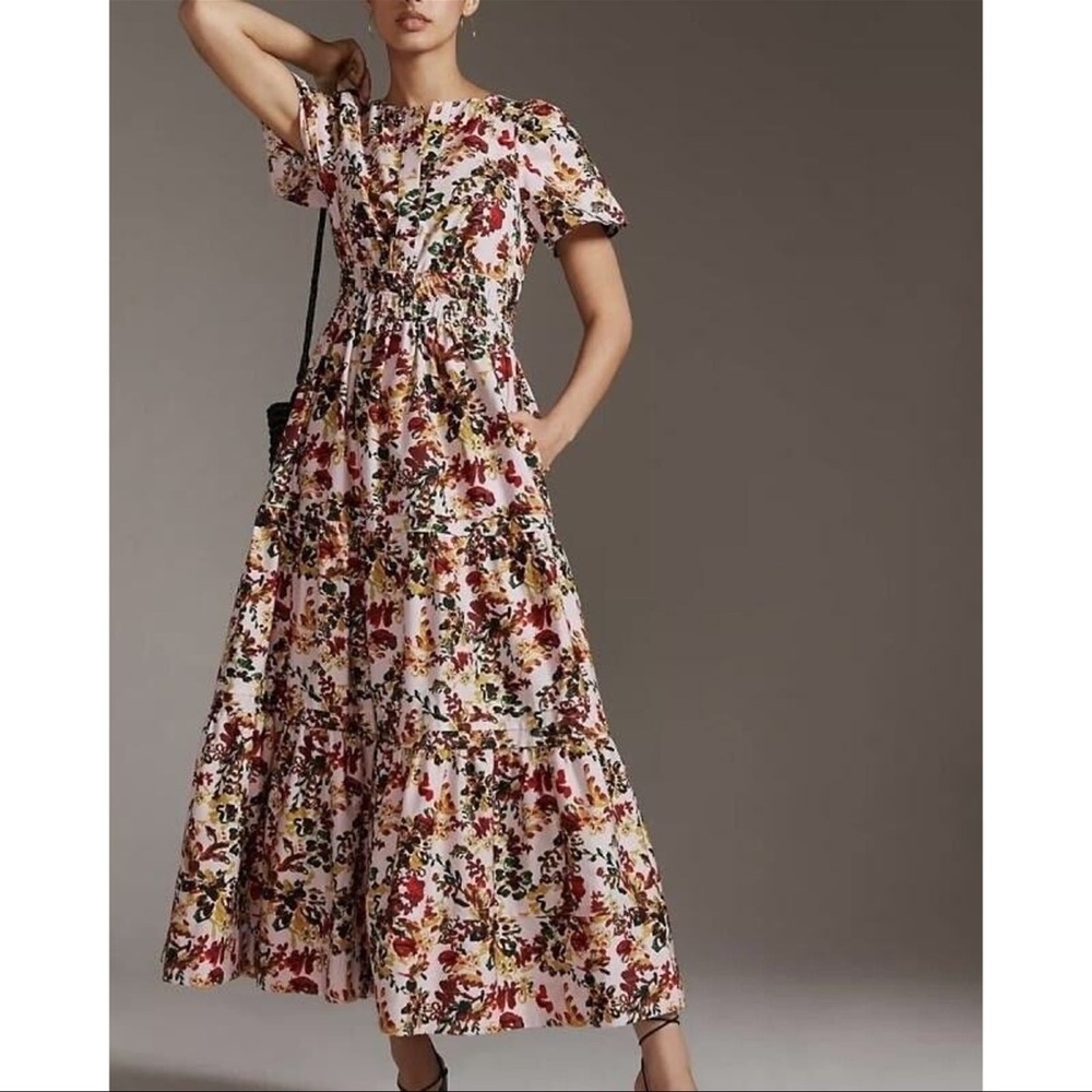 Maeve by Anthropologie The Somerset Maxi Dress Floral Pink Rose